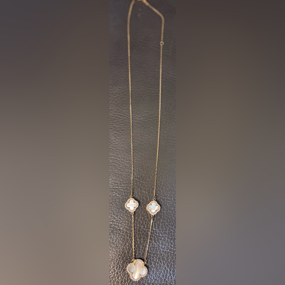 ✨ Gold Over Sterling Silver Mother-of-Pearl Clover Necklace